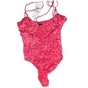 Zara NWT red with white stars bodysuit, tie up bust, size small